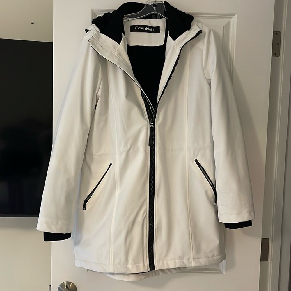 Calvin Klein White Winter Jacket With Hood